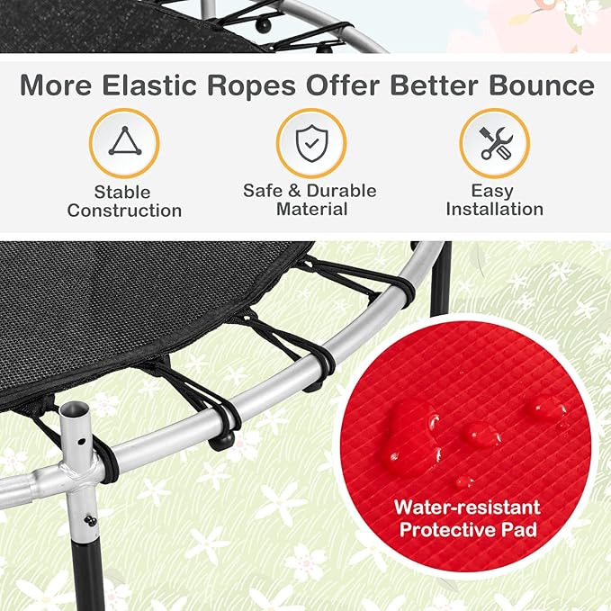 GYMAX Toddler Trampoline, 55” Trampoline for Kids with Bottom-to-Top All-Round Enclosure Net & Seamless Jumping Mat, ASTM Approved Easy Assembly Kids Mini Trampolines Indoor/Outdoor