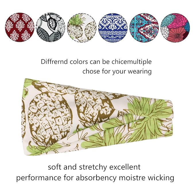 DRESHOW 6 Pack Yoga Sports Headbands for Women Elastic Non-Slip Headbands Running Workout Hair Bands