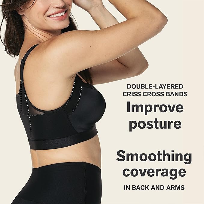 Leonisa Posture Corrector Bra, Wireless Front Closure Posture Bra with Contour Cups – Back Support and Everyday Comfort
