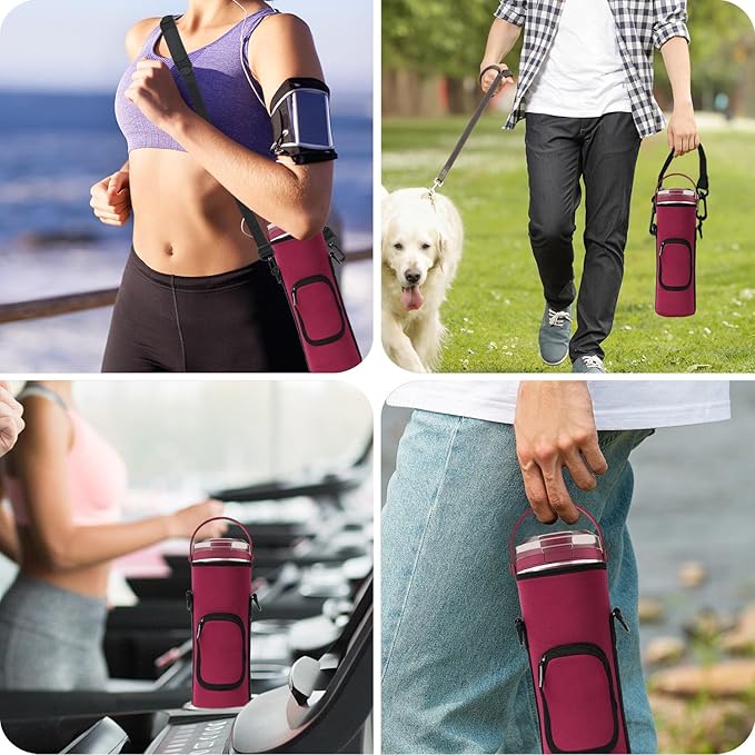 Storage Bag for Ninja Portable Blender Dust Cover Sleeve with Shoulder Strap, Accessory Pocket for Ninja BC151NV/BC51NV/BC151BK/BC151CR/BC151EM/ BC151PR/BC151WH/BC155PS Portable Blender (Burgundy)