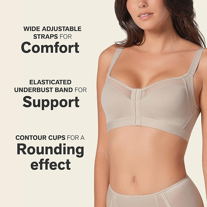 Leonisa Posture Corrector Bra, Wireless Front Closure Posture Bra with Contour Cups – Back Support and Everyday Comfort
