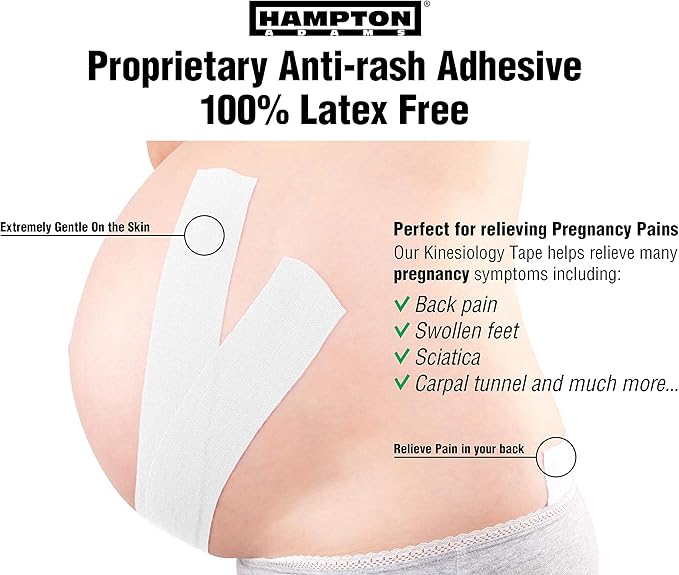 Hampton Adams | As Seen on Shark Tank | Elastic Kinesiology Tape (2-Pack) | Uncut Athletic Tape Supports & Protects Muscles Knees Shoulders & Plantar Fasciitis | Waterproof Hypoallergenic (White)