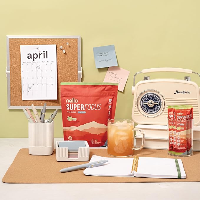 SuperFocus Mojito with Caffeine– Nootropic Focus Drink Mix, 20 On-The-Go Packets, Alpha GPC, Lion’s Mane, Rhodiola, Sugar-Free