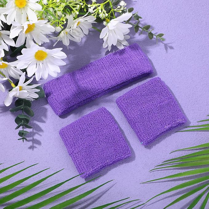 3 Pack Neon Sweatbands Sports Wristband and Headband 80s Sweatbands for Party Football Basketball Baseball Soccer