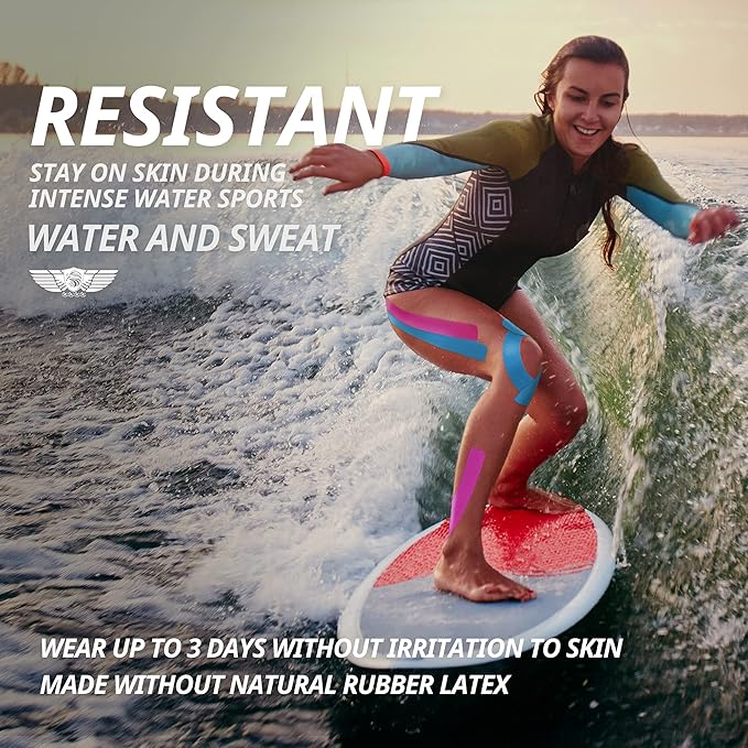 EVERLIT [Single] Pre-Cut Elastic Cotton Kinesiology Therapeutic Athletic Sports Tape, For Pain Relief And Support, 20 Precut 10” Strips (Red)