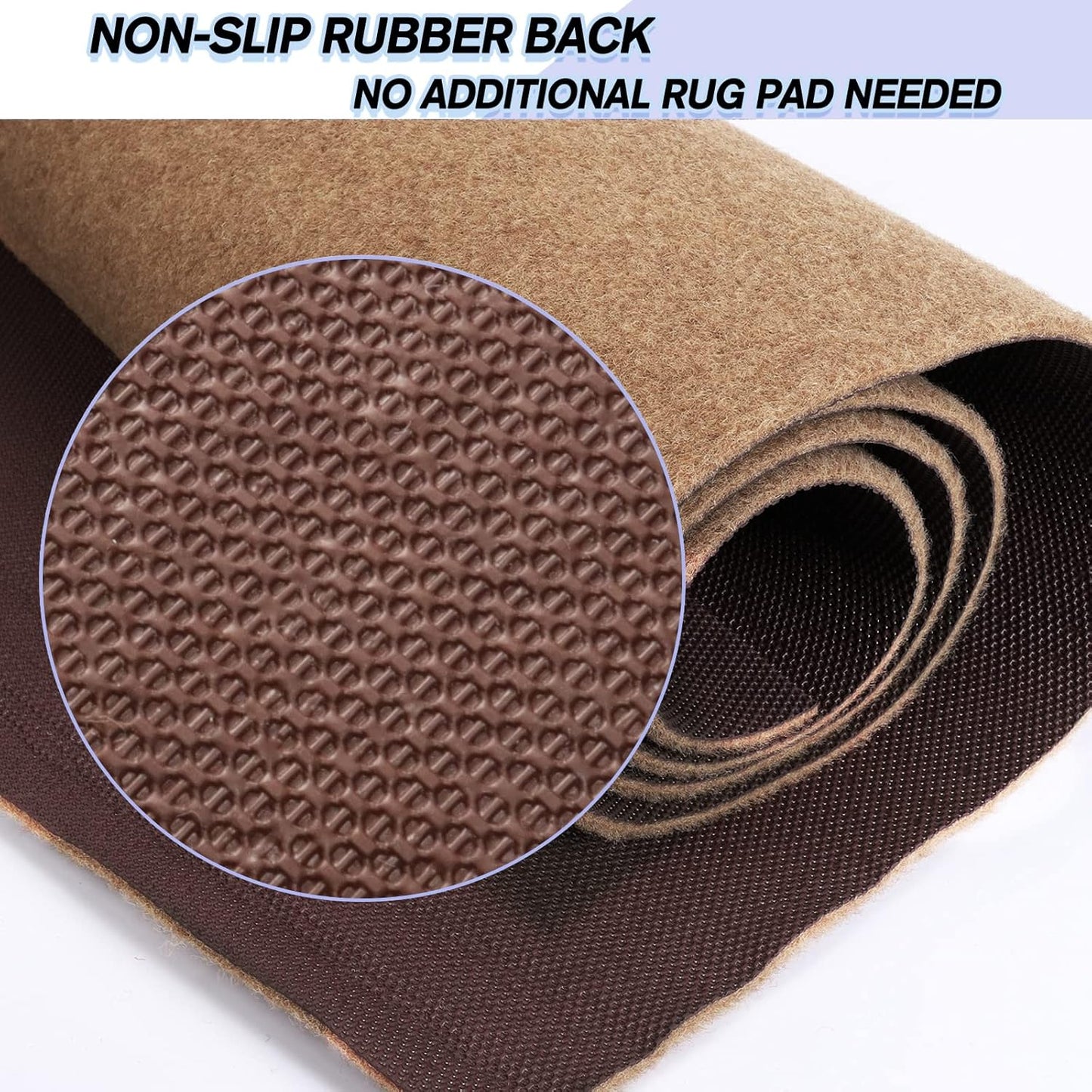 Custom Size Backed Non-Slip Area Rugs Runner, Easy Clean, Waterproof Runner Rugs for Hallway Entryway, Kitchen, Laundry, 4FT x 68FT, Beige