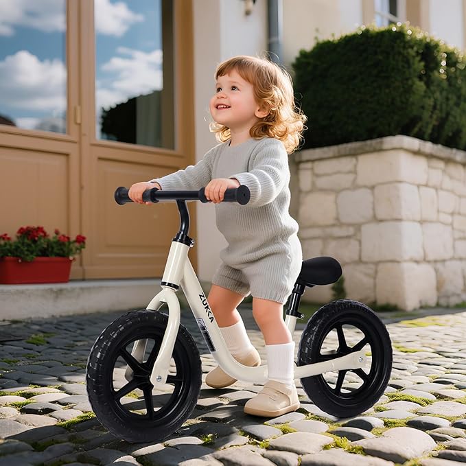 12 inch Toddler Balance Bike Adjustable Handlebar & Seat Anti-Slip Grip Suitable for 2-5 Years Old with Footrest Lightweight for Tolddlers Boys Girls Multiple Colors to Choose