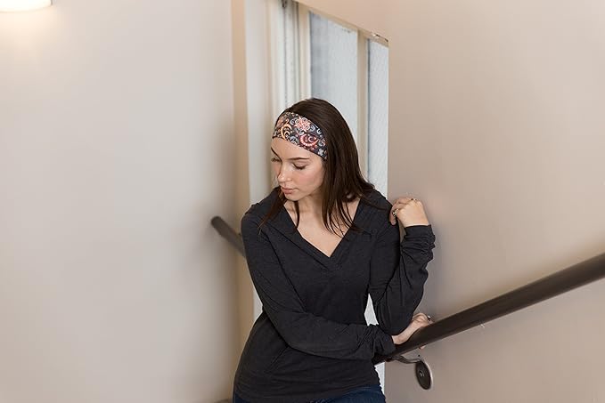 RiptGear Stretch Sport Headband for Women (Dark Unique) — Made of Non-Slip Sweat Wicking Fabric — Great for Yoga, Running or The Gym — Soft Headband That Fits Most Head Sizes — (1-Pack)