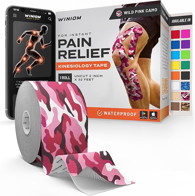 Kinesiology Tape-Incredible Support for Athletic Sports and Recovery + Free Taping Guide-Uncut 2 inch 32 feet Roll (Wild Pink Camo + Free Taping Guide, Pack of 1)