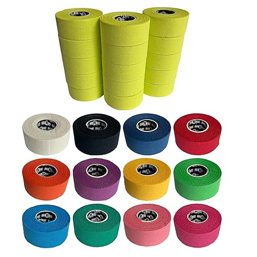 Ringside 1" Athletic Trainers Tape, Cotton Kinesiology Tape for Combat Sports, Adhesive, 30 Foot Rolls, Yellow, 15 Rolls