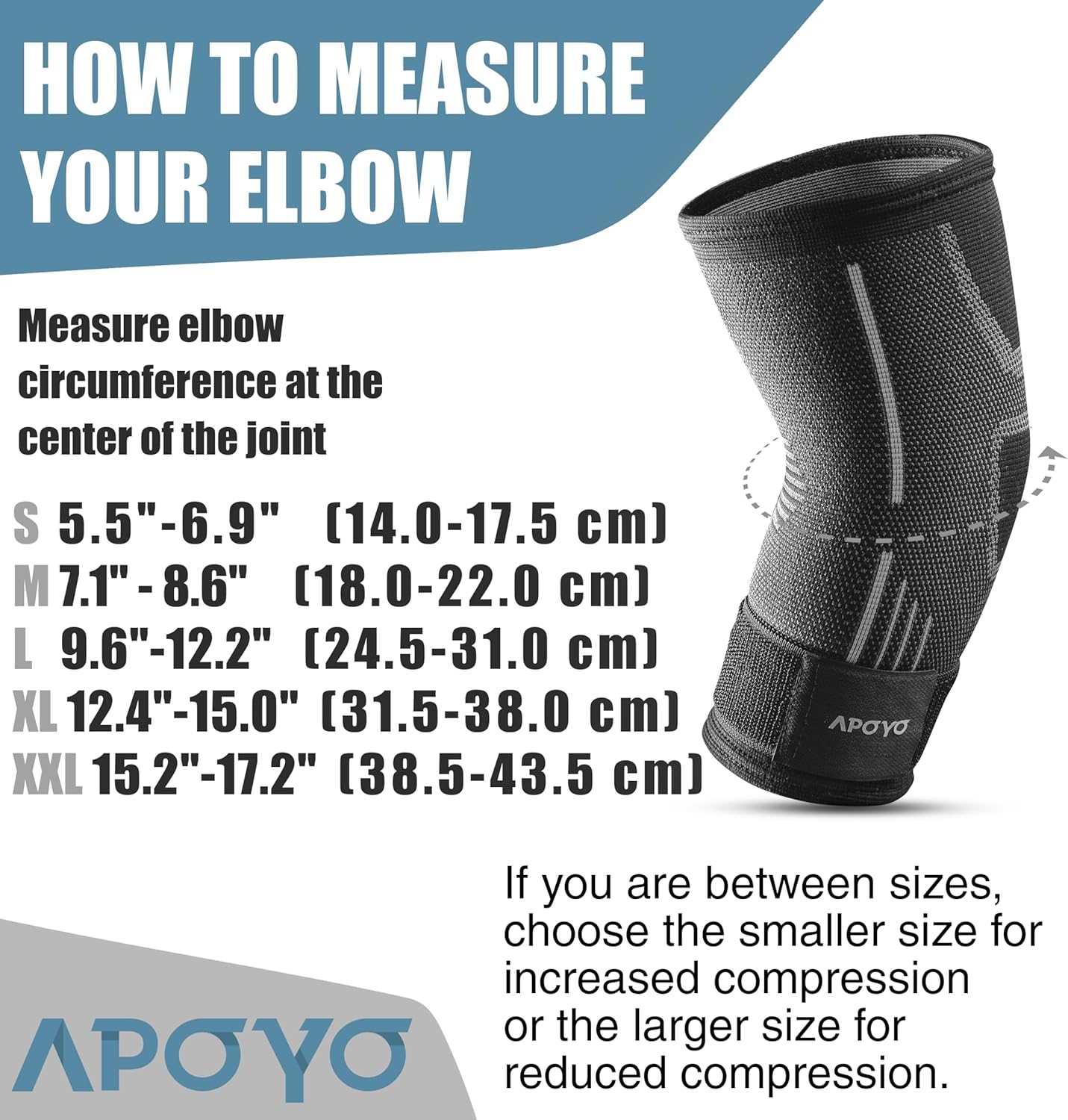 APOYO Elbow Brace for Tendonitis and Tennis Elbow, Compression Sleeve for Arthritis, Workouts, Reduce Joint Pain During Fitness Activity (Medium)