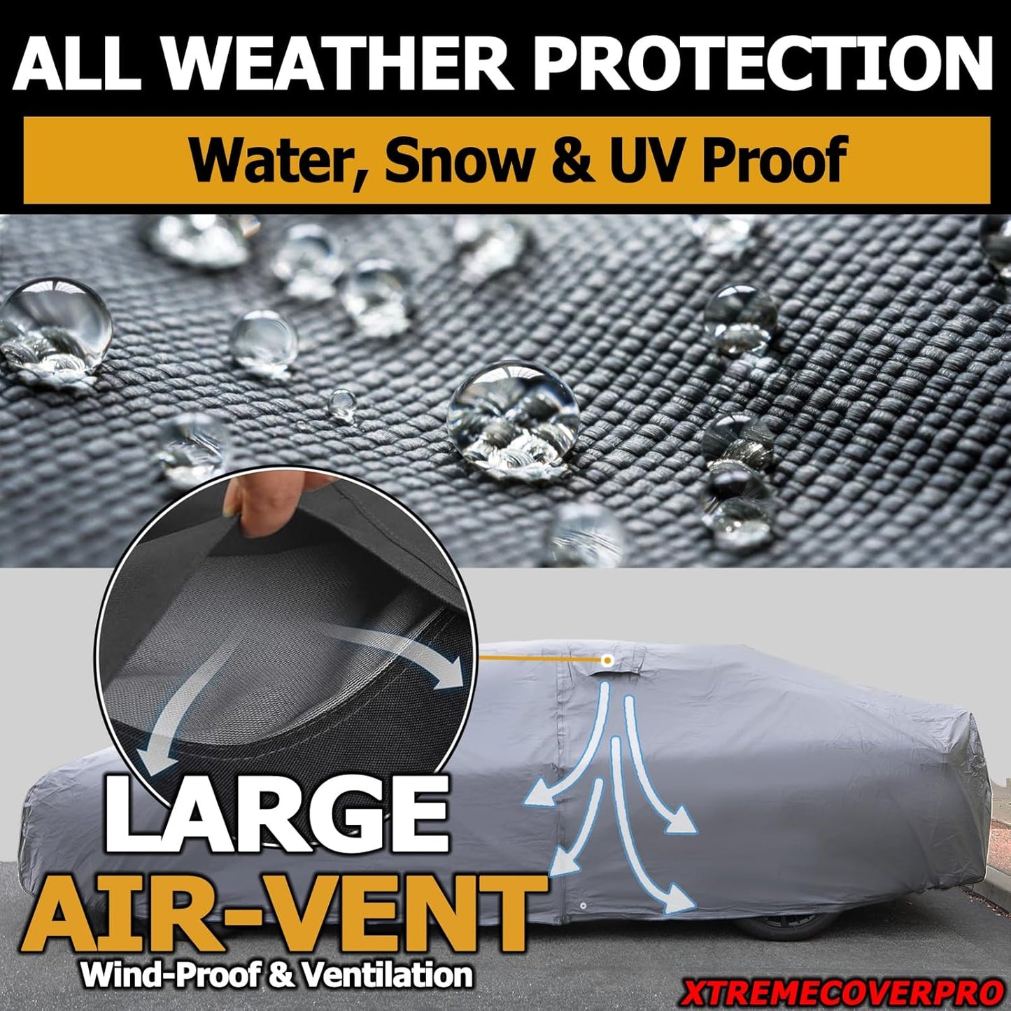 All Weather Waterproof car Cover Easy Access Zipper Good for rain Snow uv Protection dust Compact SUV Explorer Wrangler Sorento Murano Outback 4Runner Venza XC70 Gray