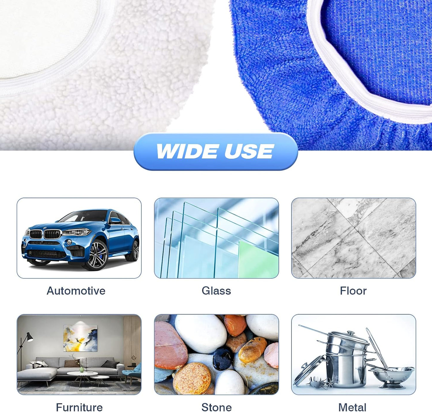9 to 10 Inch Car Polisher Pad Bonnet, 15Pcs Car Polishing Bonnet Buffing Pads, 10*Microfiber+5*Woollen