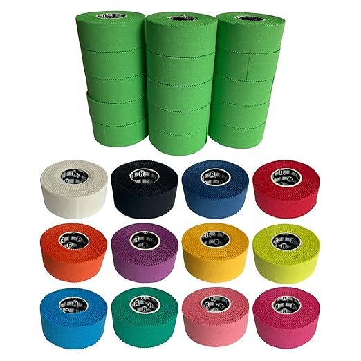 Ringside 1" Athletic Trainers Tape, Cotton Kinesiology Tape for Combat Sports, Adhesive, 30 Foot Rolls, Green, 15 Rolls