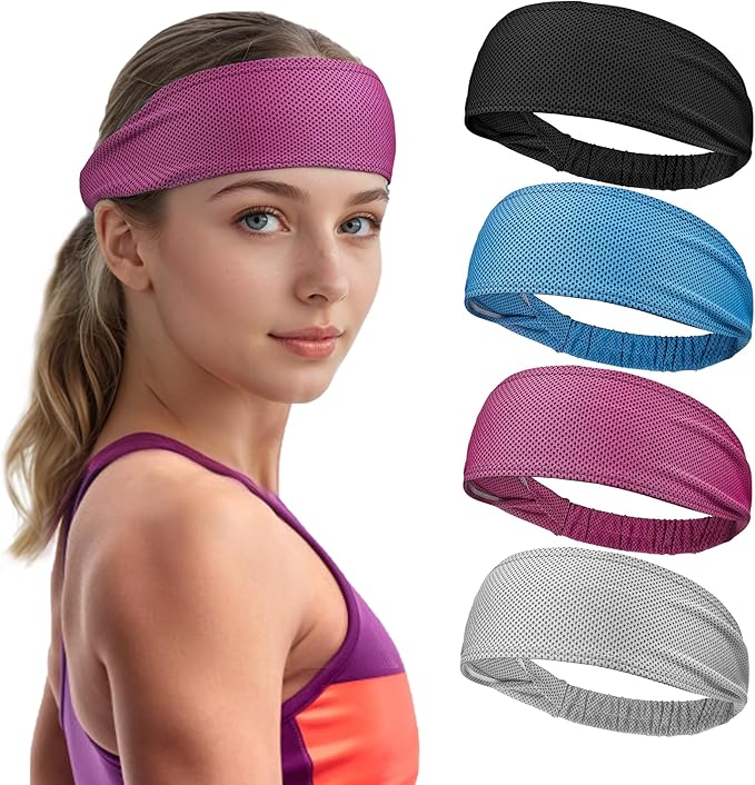 Sukeen Cooling Headbands for Women, Instant Cooling, Moisture Wicking Non-Slip Sweatbands for Women, Elastic Sweat Bands Headbands for Running Yoga Gym Athletic Sports Workouts