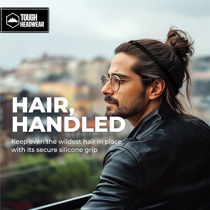 Tough Headwear Thin Elastic Headbands, Sports Headbands for Women & Men - Mens Workout Headband - Running or Soccer Headband - 3-Pack