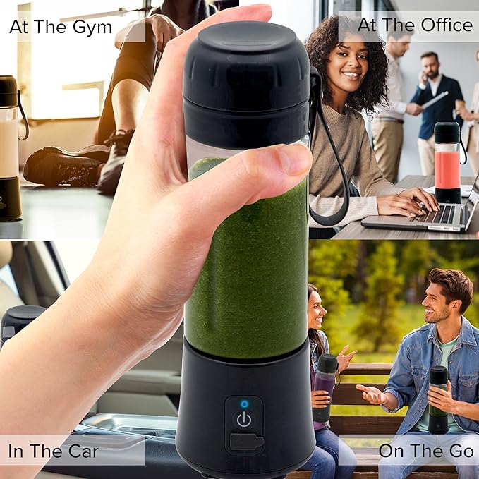 Nuwave Portable Blender for Shakes and Smoothies, On-the-GO Personal Blender with USB-C Rechargeable, 6-Piece-Blade for Crushing Ice, BPA Free 18 Oz Tritan Jar for Travel, Office and Sports