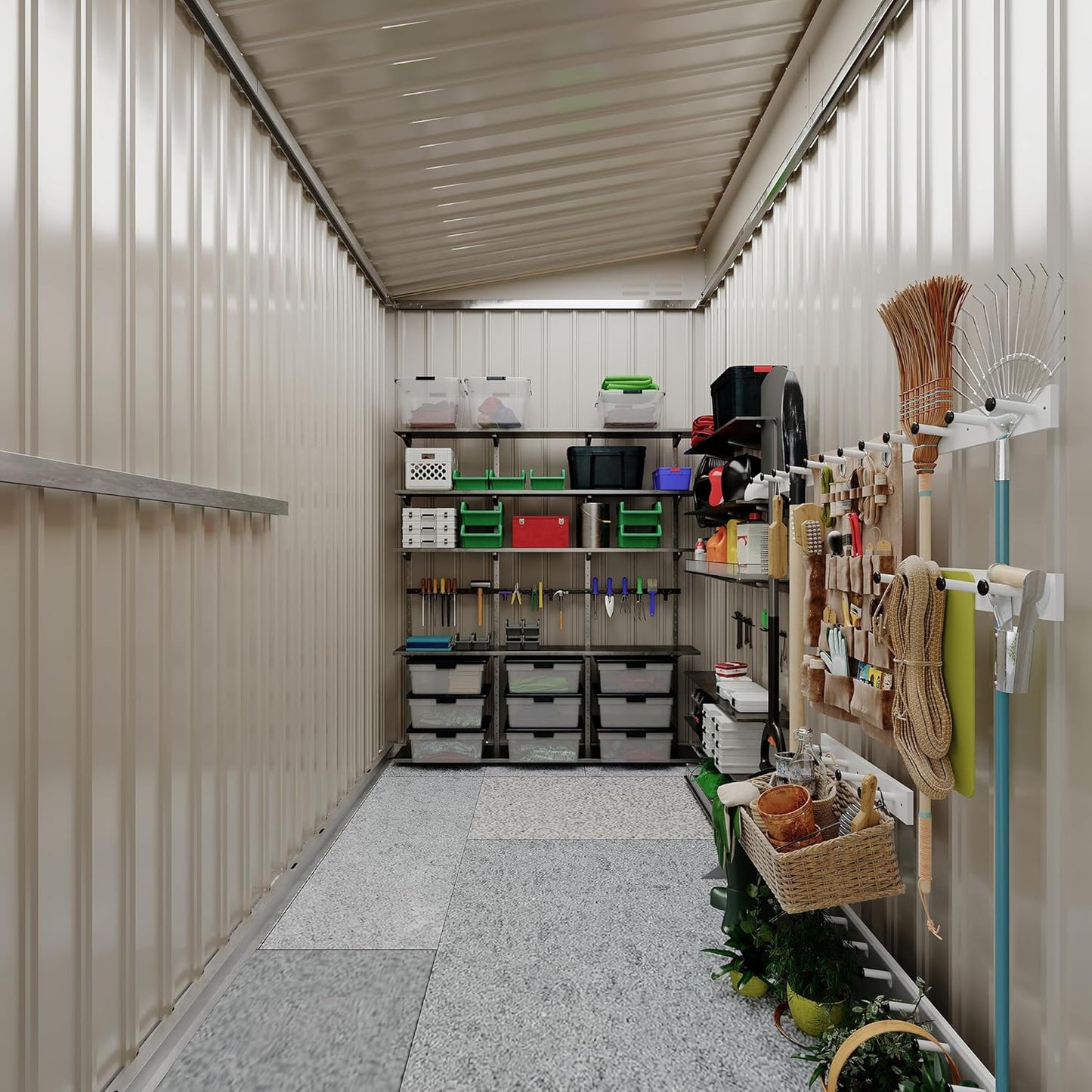 4' x 8' Outdoor Lean to Storage Sheds Outdoor, Heavy-Duty Lean to Garden StorageShed, Metal Wall Side Bike Shed & Outdoor Storage