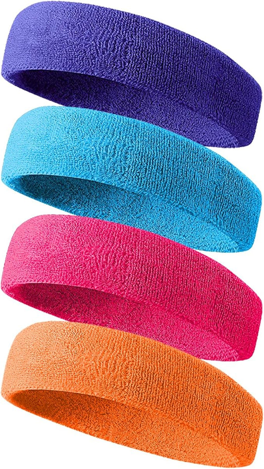 Tanluhu Sweatbands Sport Headbands for Men & Women,Terry Cloth Sweat Band for Tennis, Running, Basketball, Working Out, Execise - Athletic Sweat Cotton Headband Outdoor