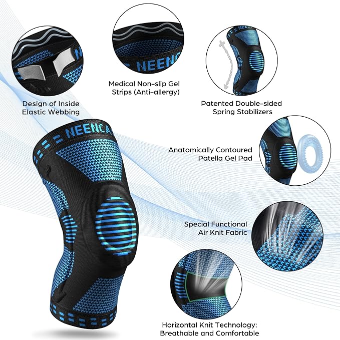 NEENCA Professional Knee Brace for Pain Relief, Medical Knee Support with Patella Pad & Side Stabilizers, Compression Knee Sleeve for Meniscus Tear, ACL, Joint Pain, Runner, Workout - FSA/HSA Eligible