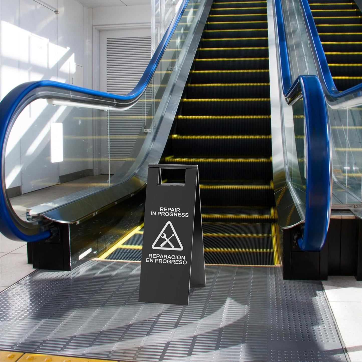 Stainless Steel Repair In Progress Sign Portable Foldable Sign 2-Pack (Black)