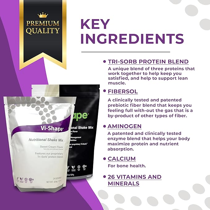 Vi-Shape Original Nutritional Shake Mix Sweet Cream Flavor | 22oz (2 Bags, 48 Servings)