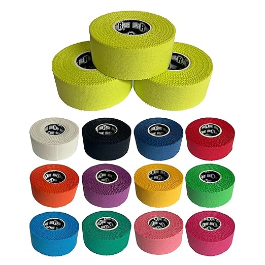 Ringside 1" Athletic Trainers Tape, Cotton Kinesiology Tape for Combat Sports, Adhesive, 30 Foot Rolls, Yellow, 3 Pack