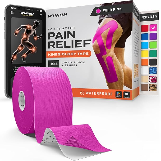 Kinesiology Tape-Incredible Support for Athletic Sports and Recovery + Free Taping Guide-Uncut 2 inch 32 feet Roll (Wild Pink + Free Taping Guide, Pack of 1)