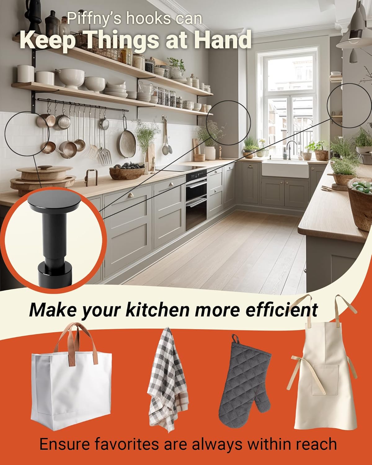 Screw Mount Round Hooks Constructed of Stainless Steel for Towels, Robes, Hats, Jackets in The Bathroom, Bedroom, Kitchen, Entry, and Backyard BBQ Pool Deck - Knurled Gold, 6 Pack