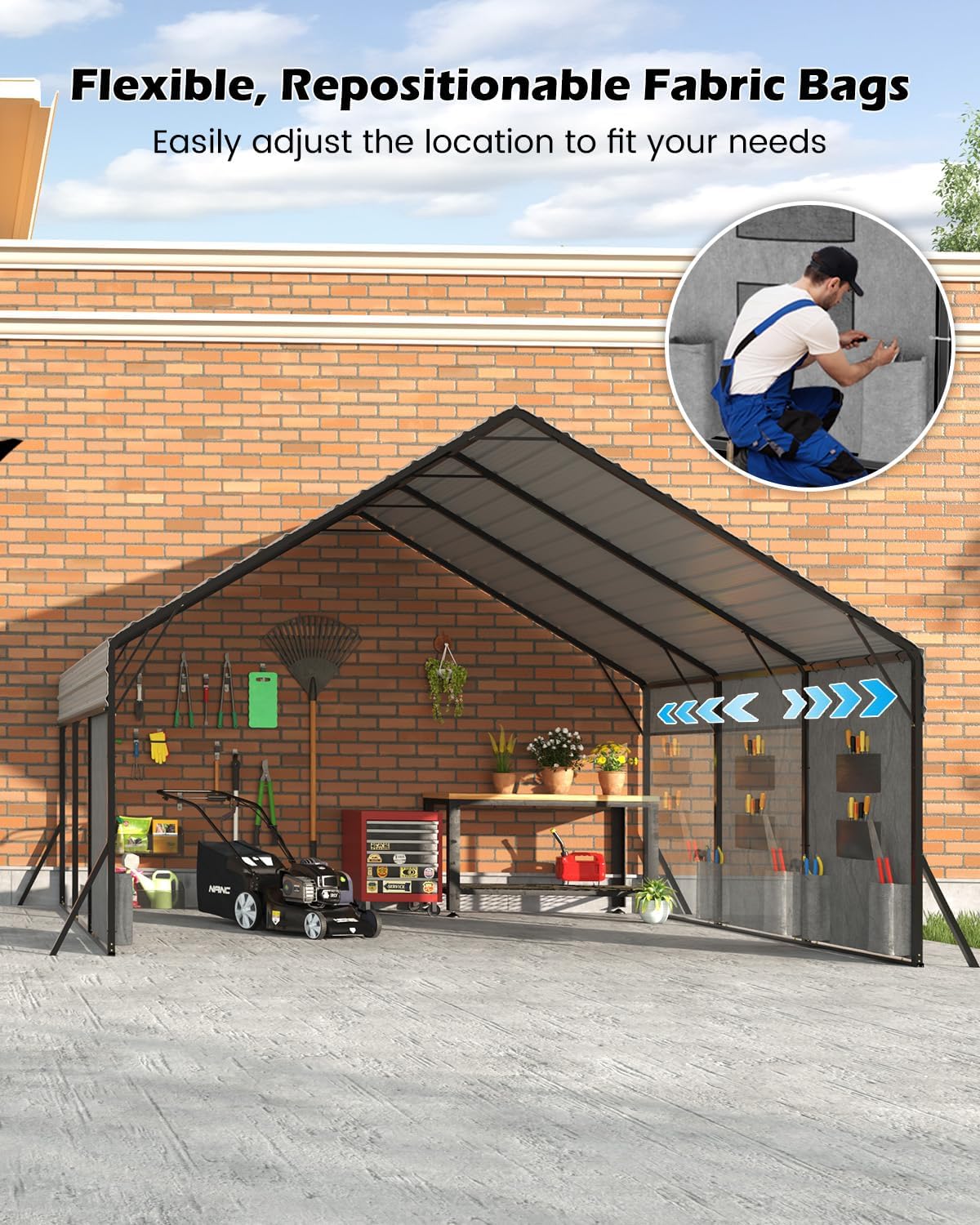 20'x15'x12.7' Heavy Duty Metal Carport, Steel Carports Canopy with Galvanized Steel Frame and Roof, Metal Carport Shelter for Boats, SUVs and Trucks