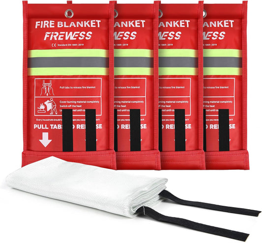 Emergency Fire Blanket, 4Pack Fiberglass Flame Retardant Fire Blankets Emergency for Home, Kitchen, Car, Office, Grill, 39.4X 39.4inch Fire Extinguisher Blanket