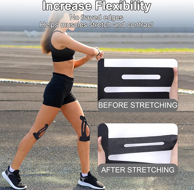 Kinesiology Tape for Knees,20 Count Kinesiology Tape Precut, Waterproof Original Cotton Elastic Athletic Strips Knee Tapes for Muscle&Joint Support,Knee Pain Relief Athletic Tapes,Not Easy to Fall Off