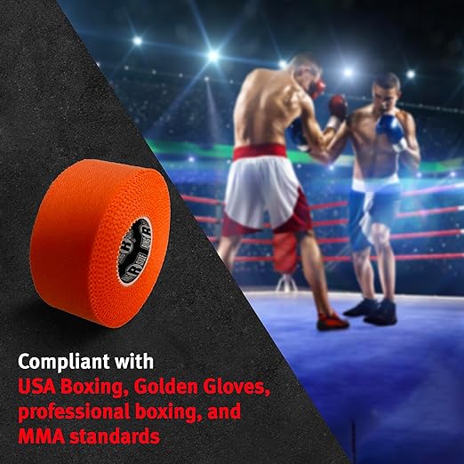 Ringside 1" Athletic Trainers Tape, Cotton Kinesiology Tape for Combat Sports, Adhesive, 30 Foot Rolls, Orange, 5 Pack