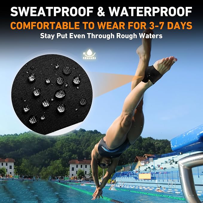 Kinesiology Tape for Ankle, KTQUICK 12 Count Ankle Tape Precut, Original Cotton Waterproof & Breathable, Enhance Elastic Kinesiology Athletic Tape for Ankle Support and Muscle to More Sports (Black)