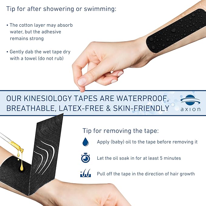 Kinesiology Tapes PRECUT Black Beige | 50 Pre-Cut Sport Tape Strips 10x2 in | Waterproof • Skin-Friendly • Elastic | Kinesiology Tapes Ideal for Sports