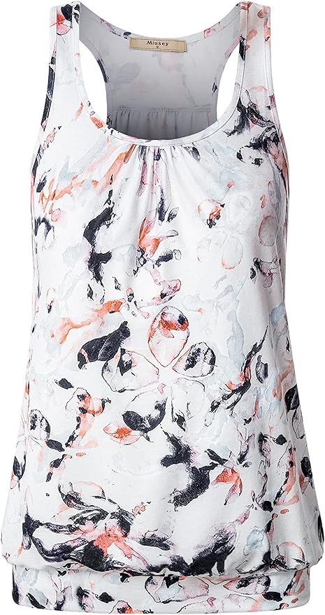 Miusey Womens Sleeveless Round Neck Loose Fit Racerback Yoga Tank Top