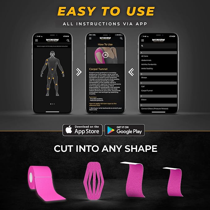 Kinesiology Tape-Incredible Support for Athletic Sports and Recovery + Free Taping Guide - Pre-Cut 2 inch 16.4 feet (Wild Pink + Free Taping Guide, 1 Pack)