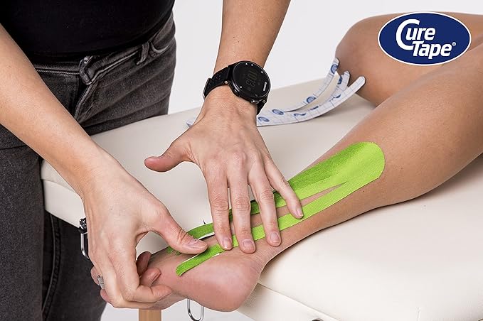 CureTape Sports | Kinesiology Tape for Muscle & Joint Pain | Elastic Therapeutic Tape | Waterproof Athletic Tape | Medical K Tape | 30% Stronger Adhesion | Lime | 2inx16ft | (Pack of 1)