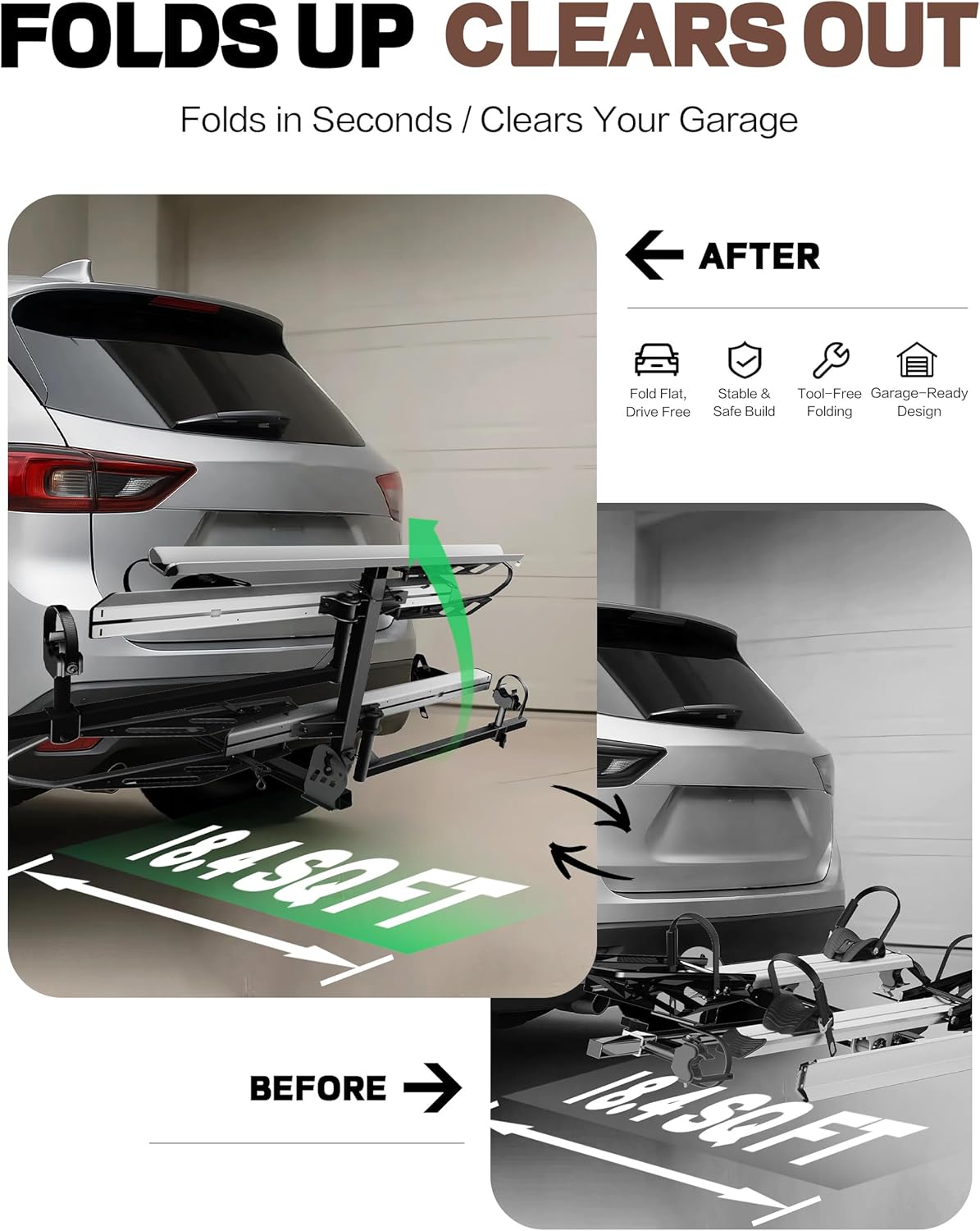 Young Hitch Mount Bike Rack with Ramp, 200 lbs. Capacity for 2 E-Bikes, Fat Tire and Standard, fits Cars, SUVs, RVs, Trailers with 2 Inch Receiver