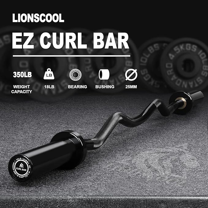 LIONSCOOL Premium 4ft/4.9ft/6ft Barbell for Strength Training and Olympic Weightlifting, 2 Inch Bar for Squats, Curls, Deadlifts, Presses, Hip Thrusts, 350lbs/500lbs/700lbs Weight Capacity
