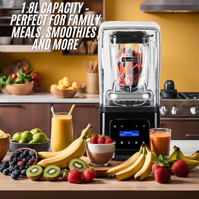 Countertop Commericial Blender, 1700W Motor, 61oz, Self-Cleaning, Noise Reduction, High-Speed, Quiet Performance Blender for Smoothies, Soups, Shakes, and Commercial Use
