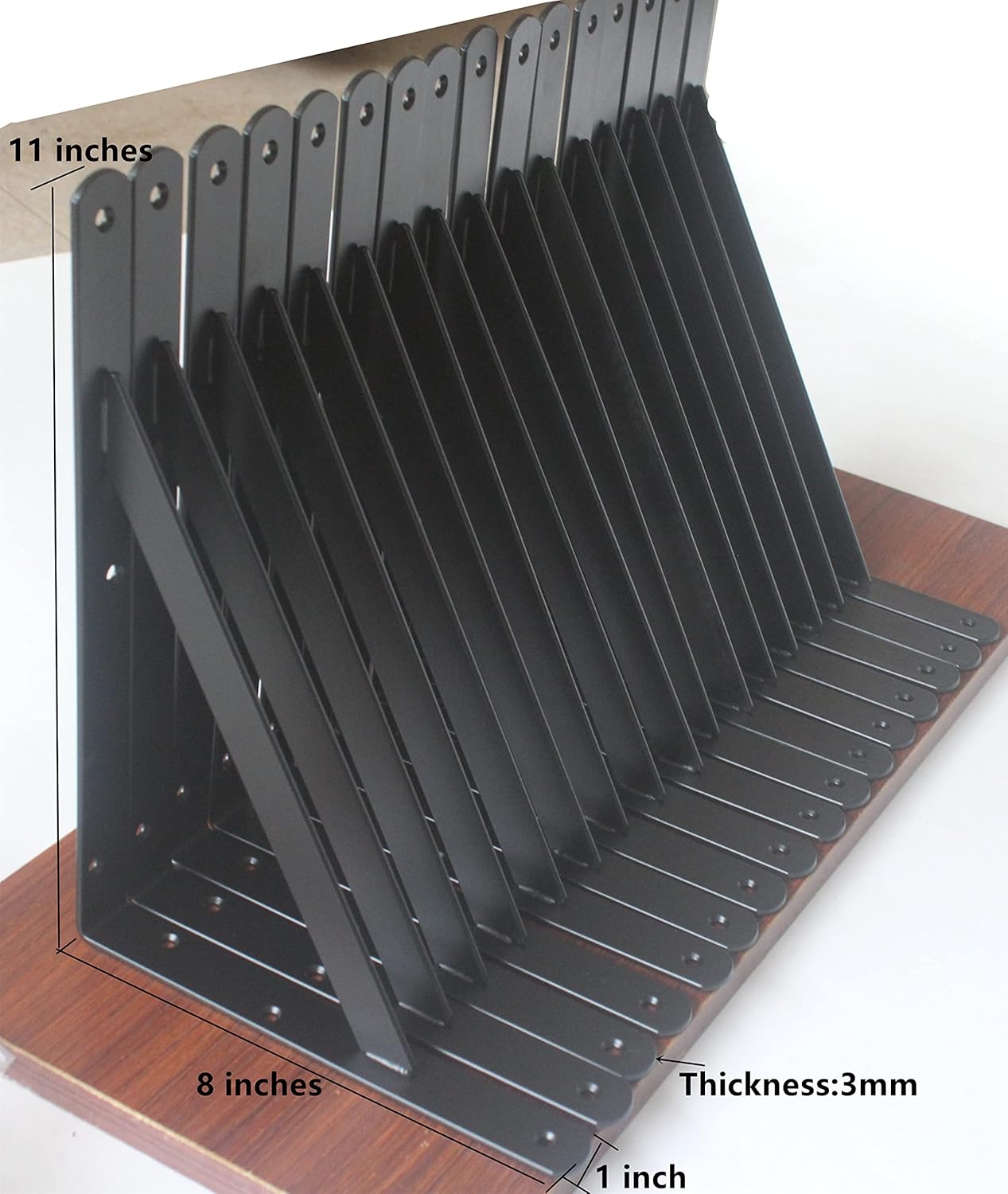 32 Pack L11 x H 8" Black Heavy Duty Shelf Brackets with Screws Metal Shelf Brackets Shelf Support Angle Brackets for Shelves L Brackets Heavy Duty Floating Shelf