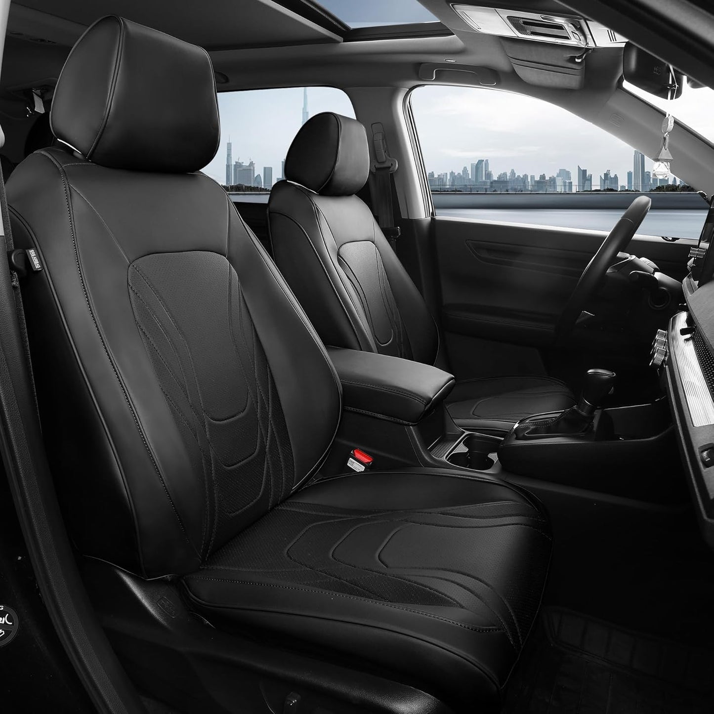 FREESOO Seat Covers for Honda CRV, Custom Fit Seat Covers Full Set, CRV LX EX EX-L Sport Touring Special Edition Trailsport Hybrid & Gas 2023 2024 2025 2026, Luxury Leather Car Seat Cover, Black