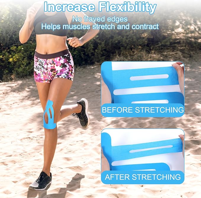 Kinesiology Tape for Knees,20 Count Kinesiology Tape Precut,Original Cotton Elastic Athletic Strips Knee Tapes for Muscle & Joint Support,Waterproof and Breathable,Sport Knee Support Patch Stickers
