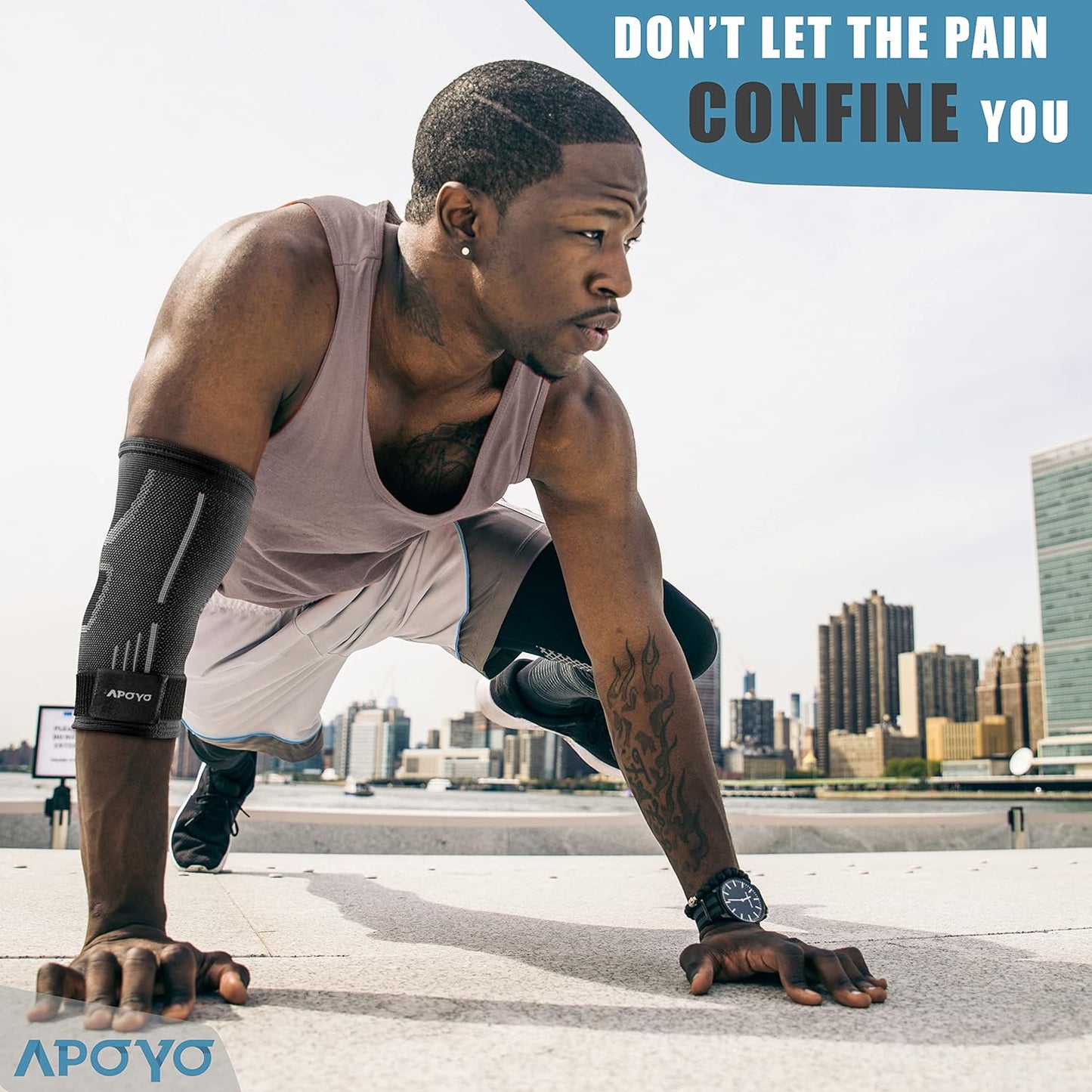 APOYO Elbow Brace for Tendonitis and Tennis Elbow, (Pair) Compression Sleeve for Arthritis, Workouts, Reduce Joint Pain During Fitness Activity (X-Large)