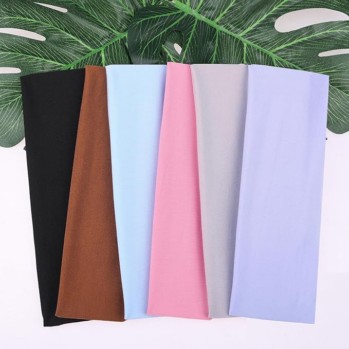 Leeven Head Bands for Women's Hair 6 Pcs Cotton Headbands Hair Bands Hair Warp for Daily Workout Yoga Running Sports (Combo 6)