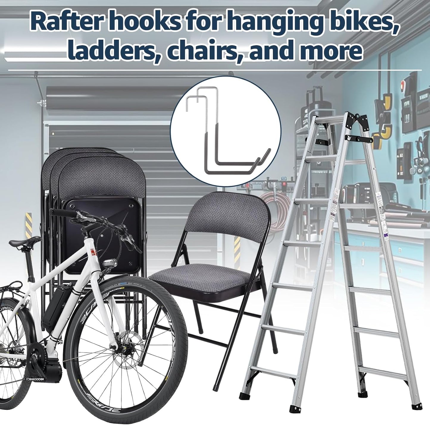 16 Pack Rafter Hanger Hook Heavy Duty Vinyl Coated Large S Hooks for Hanging Ladder Bike Hanger, Garage Storage Organizer (Grey)