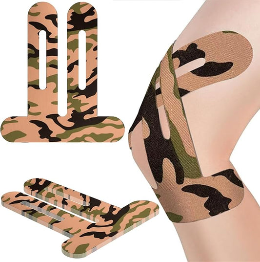 Precut Kinesiology Tape for Knees,12 Pcs – Elastic Knee Support & Stability, Pain Relief – Waterproof, Breathable, Hypoallergenic Athletic Tape (Camouflage)