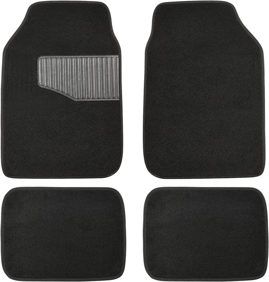 Amazon Basics Universal Fit Rubber Carpet Floor Mats For Car SUV Van & Truck, 4 count (Pack of 1), Black, 25"L x 17.5"W (Front), 13"L x 17.5"W(Rear)