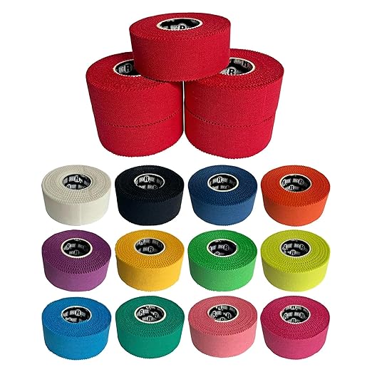 Ringside 1" Athletic Trainers Tape, Cotton Kinesiology Tape for Combat Sports, Adhesive, 30 Foot Rolls, Red, 5 Pack
